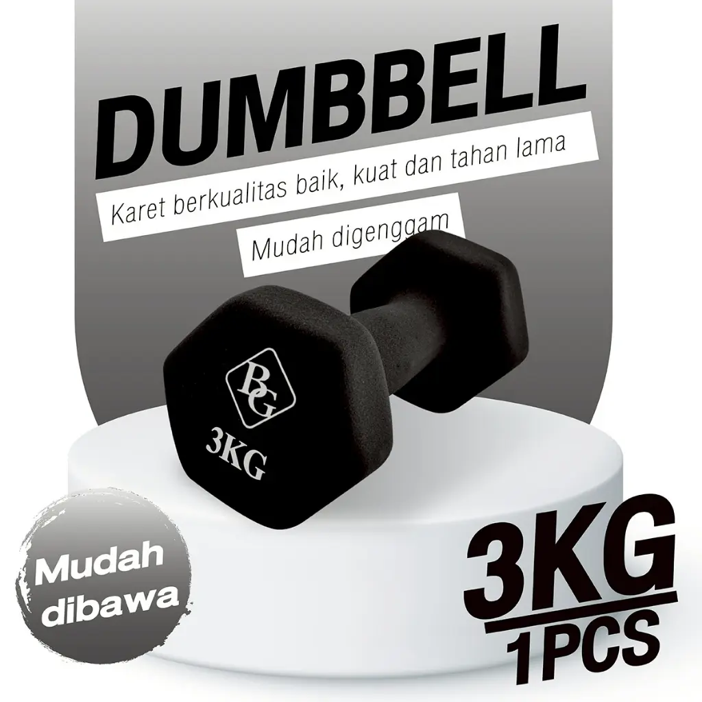 Better Sport Dumbell Barbel Mini Neoprene Cast Iron 3KG ISI 1 PCS Alat Olahraga Latihan Otot Gym