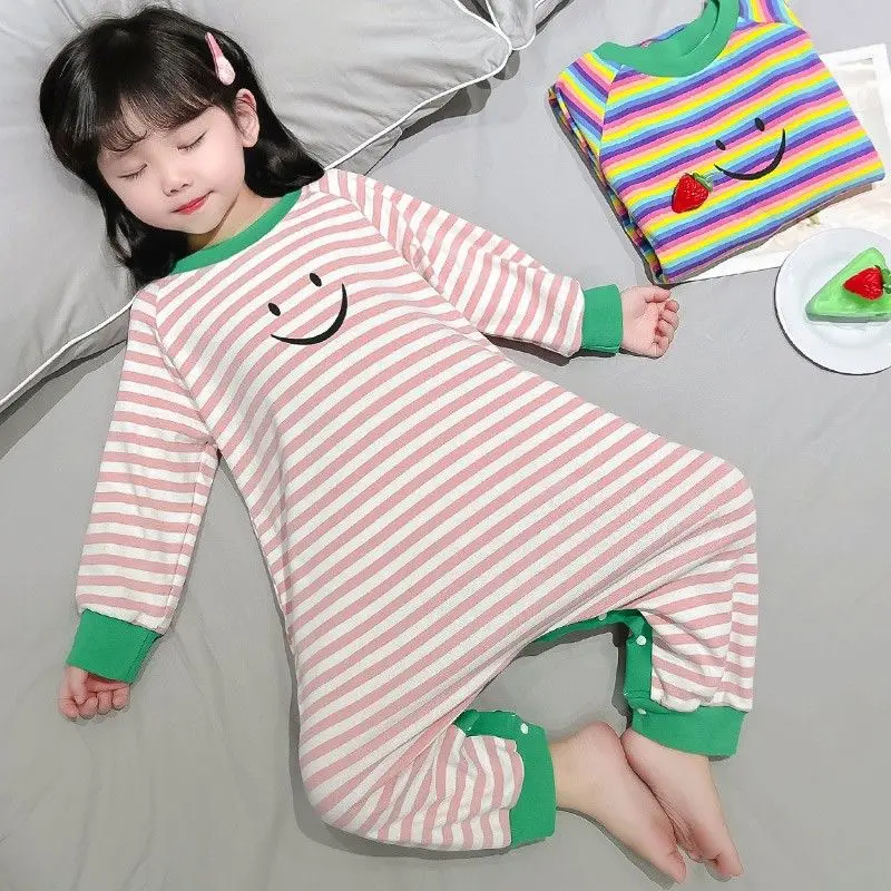 Đồ Ngủ Một Mảnh, Dành Cho Trẻ Em, Trang Phục Mùa Hè, Dài Tay, Ngăn Ngừa Cảm Lạnh, Đồ Mặc Nhà Cho Bé Gái, Áo Jumpsuit Quần Thấm Hút Mồ Hôi Và Thoáng Khí, Cho Bé Gái