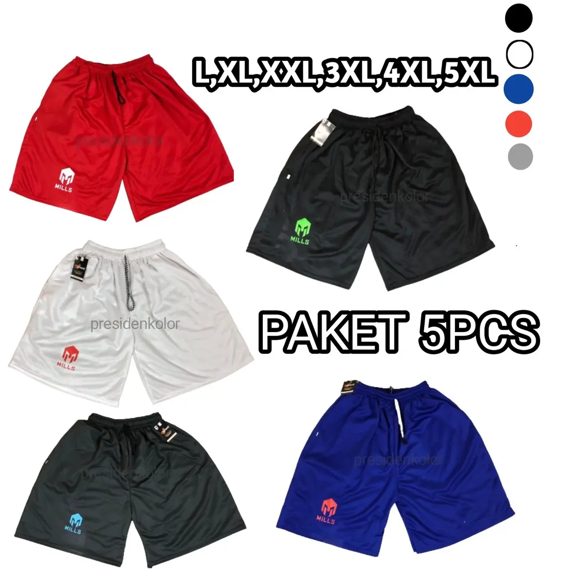 5 Celana Mills warna olahraga futsal sepakbola premium saku kantong Nyaman Pria Kolor Sport