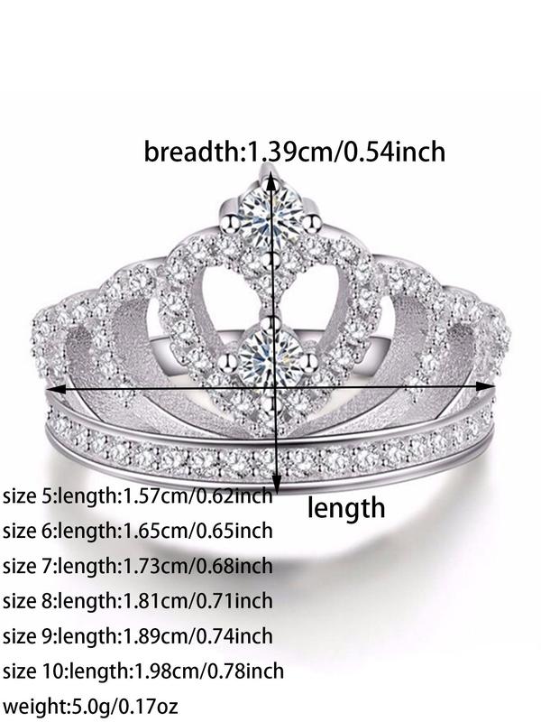 Glitter Rhinestone Crown Design Cuff Ring, Elegant Fashion Accessories for Women & Girls, Gorgeous Trendy All-match & Exquisite Jewelry for Birthday Gift for Daily Wear 2