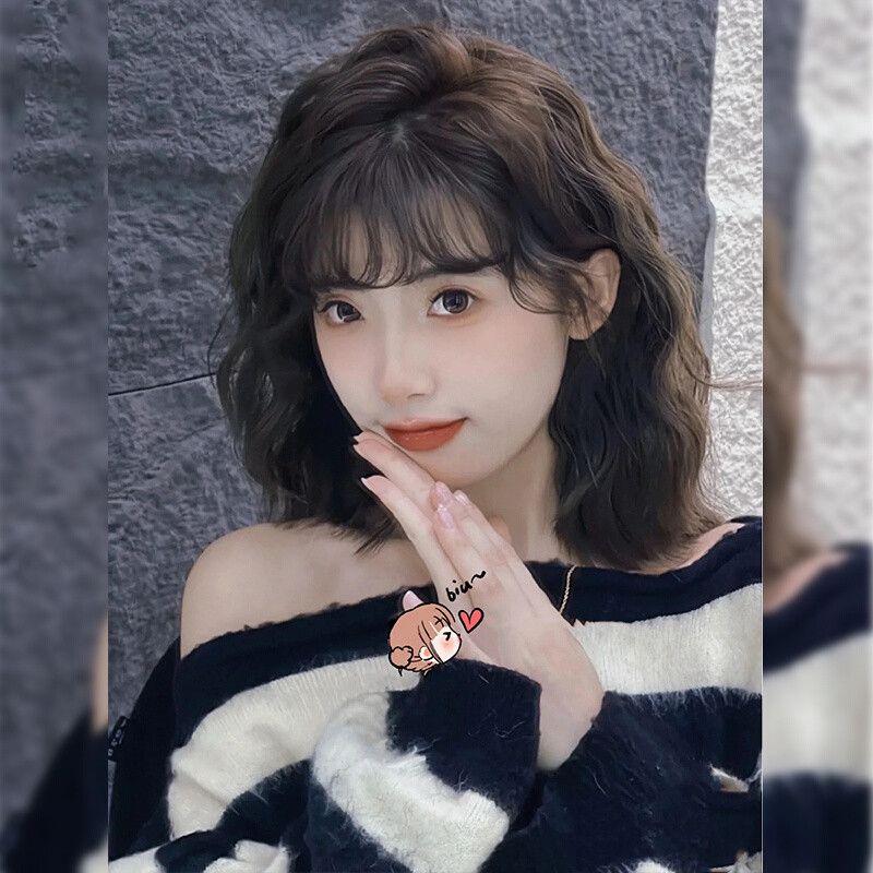 Wig Women's Short Hair 2022 New Fashion Full-Head Wig Hong Kong Style Idle Style Short Curly Hair Small Curls Simulation Hair Cover 1