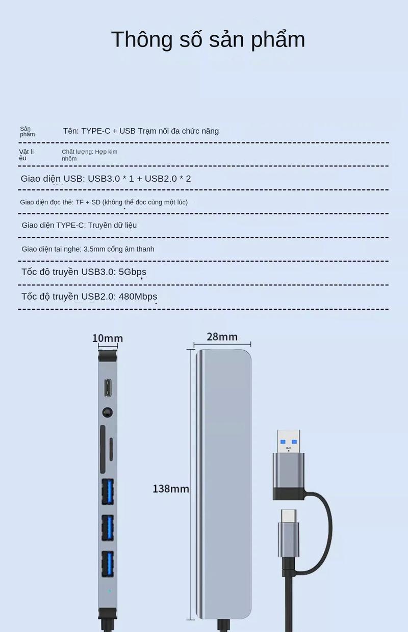 Product Introduction of Bộ mở rộng USB 3.0, Bộ chia loại C máy tính xách tay, Bộ Chuyển Đổi đa cổng 4