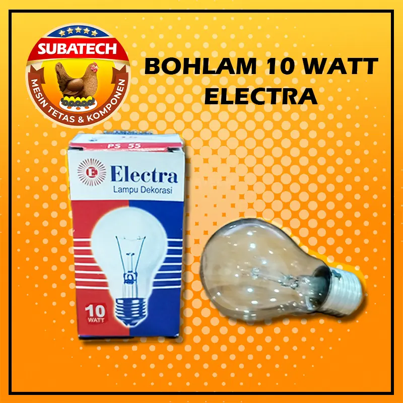 Pemanas Bohlam 10 Watt untuk Mesin Tetas Telur