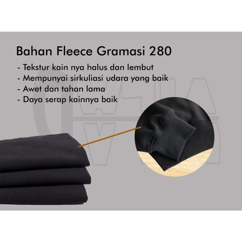 hoodie cowok jepang distro hitam fleece keren jumbo bigsize S M L XL Hitam Nyaman Panjang Tebal Kaos Tangan Sweater Pria Sablon 5