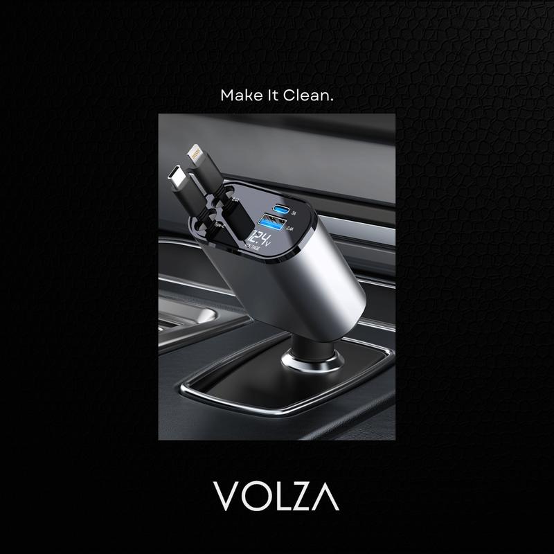 Product Introduction of Volza Retractable Charger (4in1) Kabel Fast Charging Cable Adaptor Aluminium Panjang iphone 21