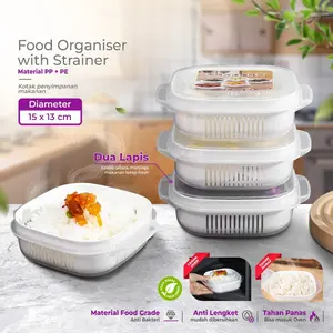 Food Kontainer Kotak Penyimpanan Makanan Buah Sayuran Saringan Serbaguna Kotak Penyimpanan Mpasi Kotak bento nasi dapat dipanaskan dalam microwave