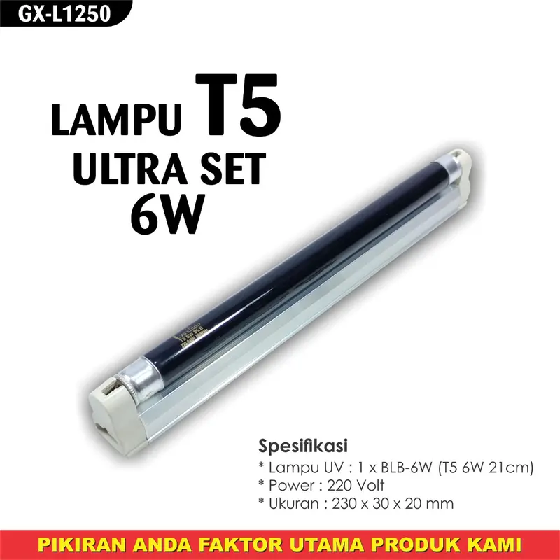LAMPU UV MONEY DETECTOR GAXINDO TL T5 SET ULTRAVIOLET 6/8 WATT MODEL L1250 ALAT PENDETEKSI UANG 2