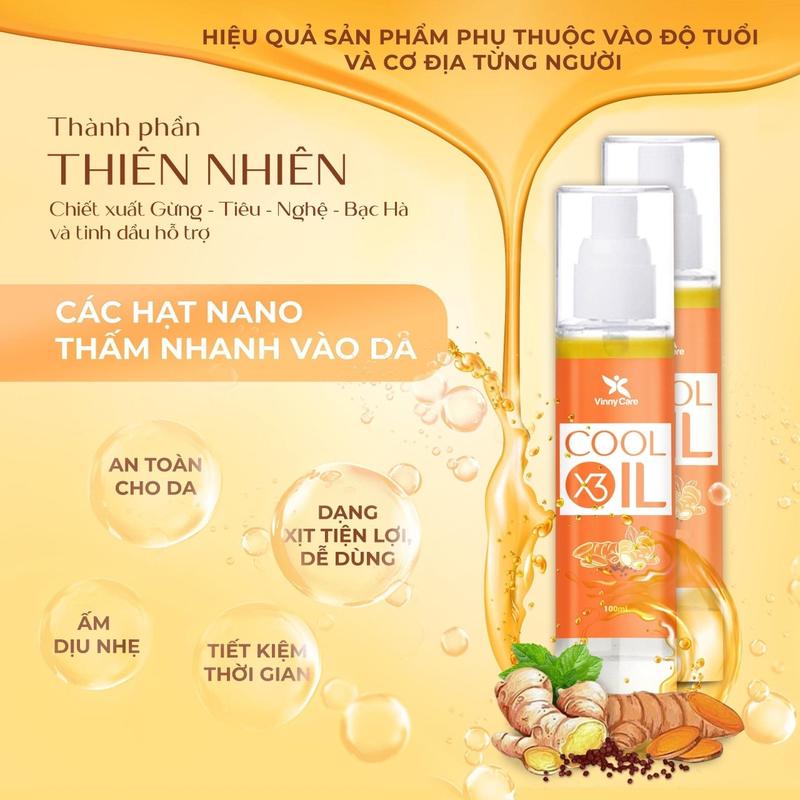 Product Introduction of [ MUA 1 TẶNG 1 CUỘN KOC ] Xịt Gừng Đa Tầng COOL-OIL X3 - Chiết Xuất Gừng, Nghệ, Tiêu, Bạc Hà Vinny Care - Chai 50ml  Dưỡng Body 6