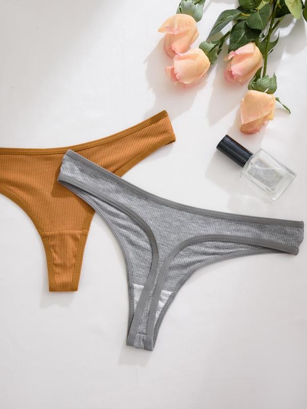 Women's Solid Color Thong, Soft Comfy Breathable Seamless Knicker for Daily Wear, Underwear for All Seasons, Panties 3