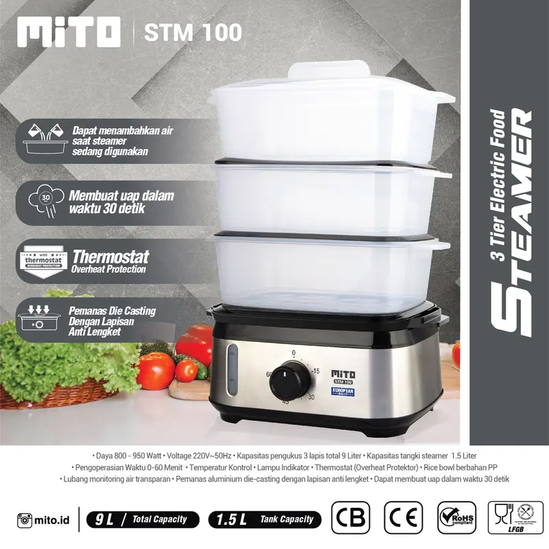 MITO ELECTRIC FOOD STEAMER STM 100 1