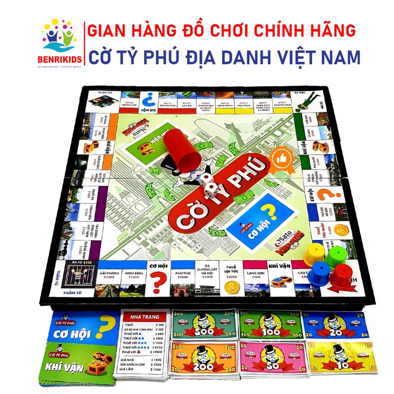 Đồ Chơi Cờ Tỷ Phú Phiên Bản Các Địa Danh Việt Nam Có Hộp Đựng Board Game Gia Đình Vui Nhộn Toy Xúc Xắc