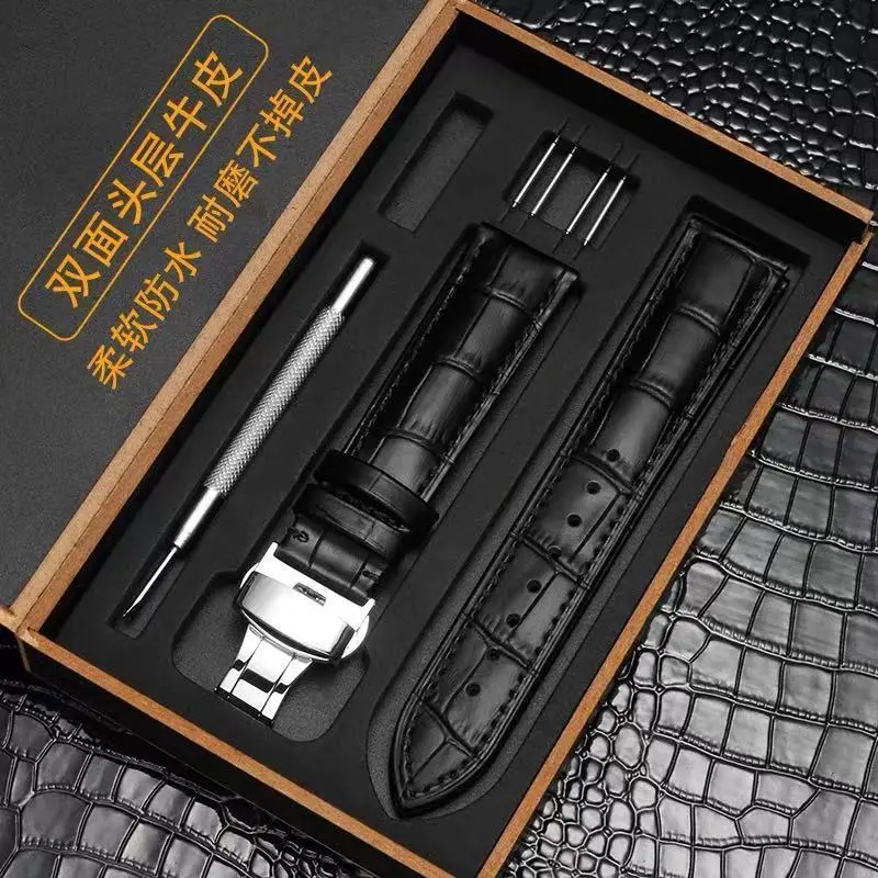 Dây Đeo Đồng Hồ Chống Mồ Hôi, Dây Đeo Bằng Da Thật Unisex, Vòng Tay Da Bò Mềm Mỏng, Phụ Kiện Thay Thế Chống Thấm Nước, Khóa Chốt, Móc Cài Hình Bướm Khăn Đeo Tay Watch