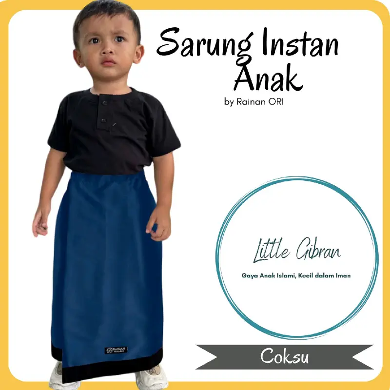 Little Gibran Sarung Instan Anak Laki Laki by Rainan ORI - Motif Printing Anak Sarung Ramadan Puasa Lebaran 5