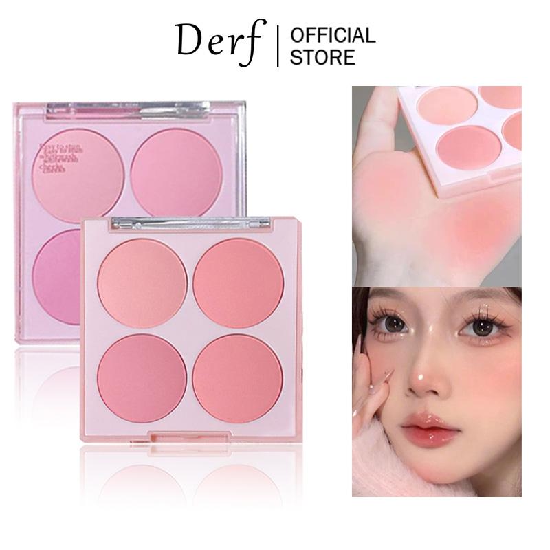 (COD)phấn mắt hồng, 4 Màu, Làm Sáng Màu Da Tự Nhiên, Không Thấm Nước, má hồng, Trang Điểm,bảng phấn mắt nhiều màu, Mỹ Phẩm, Nữ