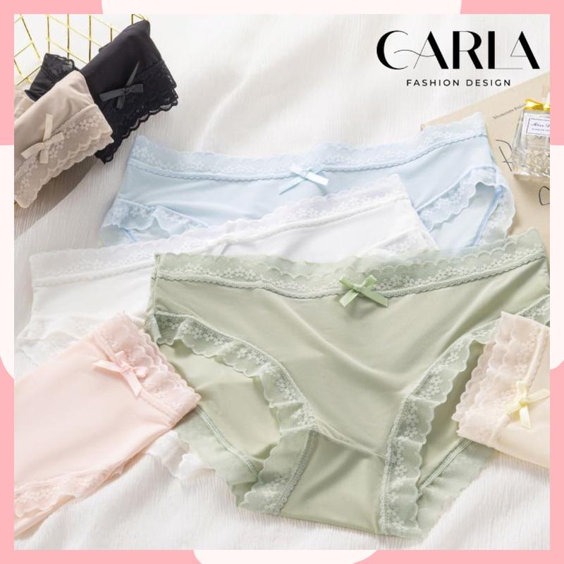 Set 5 Quần Lót Nữ Su Lụa Tàng Hình Viền Ren Đính Nơ, Phong Cách Hàn Quốc QL9119 Women Tua Rua Tua Rua 6