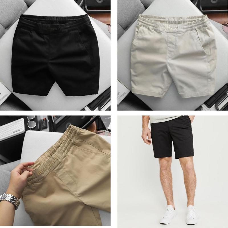 Quần SHORT NAM RELAXED KAKI thêu HELLOYOU co giãn thỏa mái form trên gối năng động,trẻ trung SUMMER 2023 Menswear Quần Lửng Kem Nhung