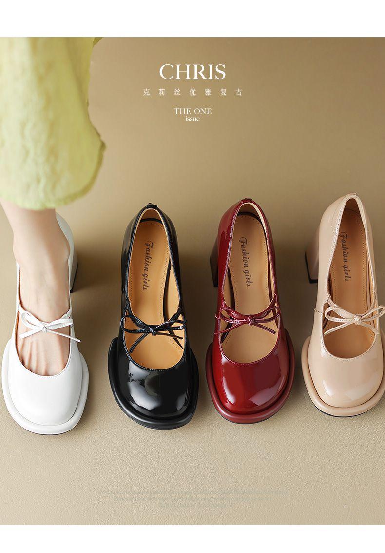 Product Introduction of Vintage Mary Jane Flat Shoes, Square Toe Design with Thick Heels, Anti-Slip Design, Available in Multiple Colors, Gift for Girlfriend. 11
