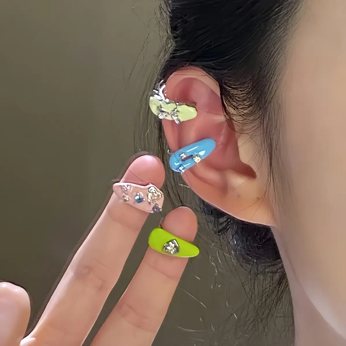 Kẹp Tai Tráng Men, Yuexingmei Lmeetsea, Trẻ Trung Và Vui Nhộn, Dành Cho Nữ, Không Xỏ Lỗ, Thiết Kế Đầy Màu Sắc, Bông Tai Nữ