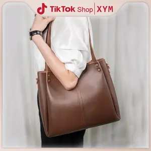 Tas Tot 2025 | 4 Warna (Coklat, Khaki, Hitam, Putih)! Kapasitas Besar & Bahan Lembut, Cocok untuk Ibu & Wanita Karir Kulit Tote local bag，COD | XYM