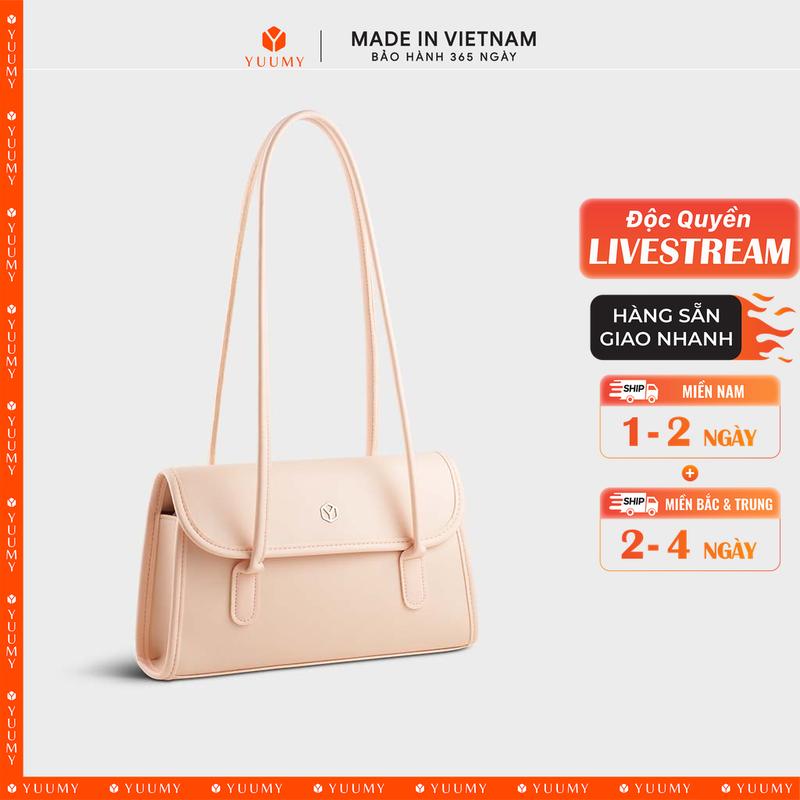 Độc Quyền Livestream Túi Yuumy Thời trang nữ cỡ trung nắp gập nhấn viền - Túi đeo vai da Seasand YN272