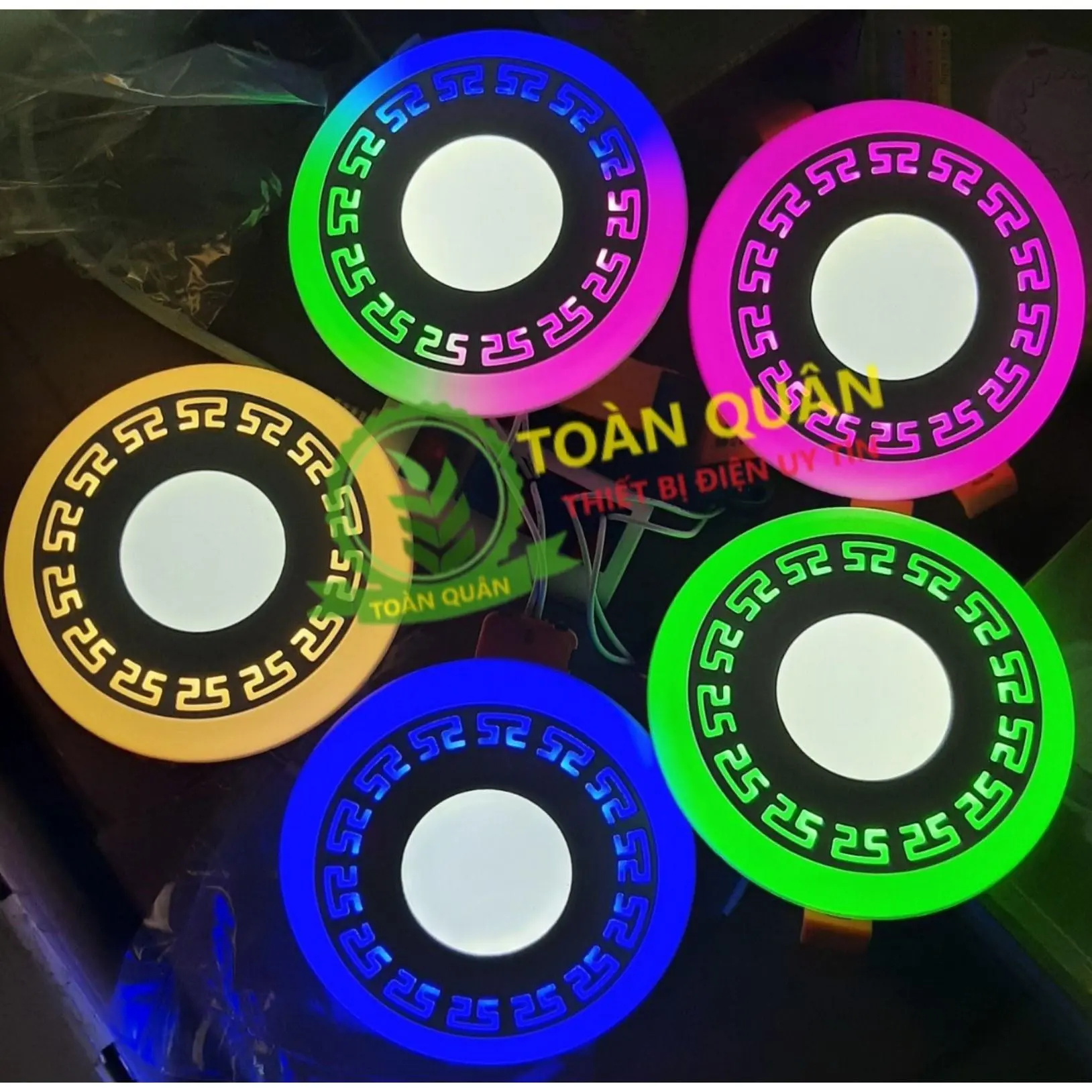 Đèn led ÂM TRẦN trang trí trần nhà viền màu hoa văn đẹp 3+3w