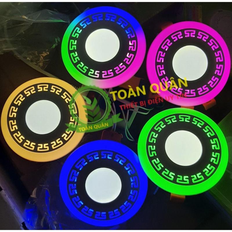   COMBO 10 CÁI  Đèn led trang trí trần nhà loại âm trần viền màu hoa văn đẹp 3 chế độ 