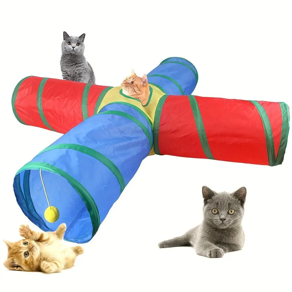 Foldable Cat Tunnel, Cat Tunnel with Cat Toys, Interactive Cat Tunnel, Fun Indoor Cat Kitty Toy, Pet Supplies, Dog & Cat Accessories