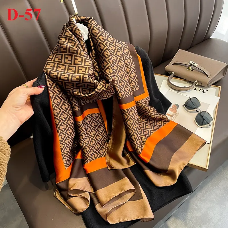 Khăn choàng nữ lụa satin dáng dài 90x180  thời trang quàng mẫu mới nhất năm 2023 Women Quàng Cổ Choàng Cổ Sọc