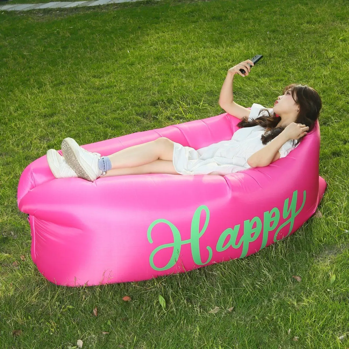 [1188 Pieces Hot Sale in 3 Days] Outdoor Inflatable Sofa Music Festival Picnic Camping Portable Air-Free Folding Air Bed Reclining Air Cushion Lazy