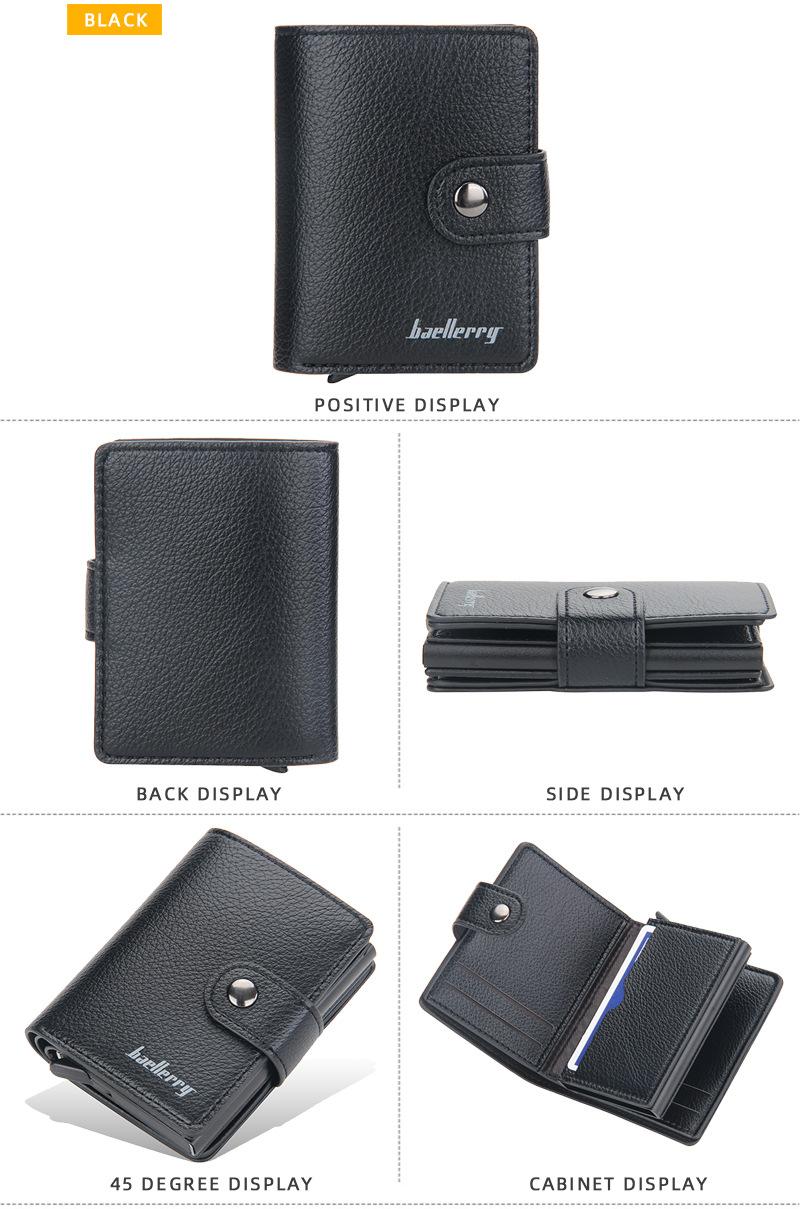 Product Introduction of Men's Card Holder in European and American Style with Lychee Pattern, Automatic Pop-up Card Type Clasp Wallet, Metal Aluminum Box Card Sleeve 12