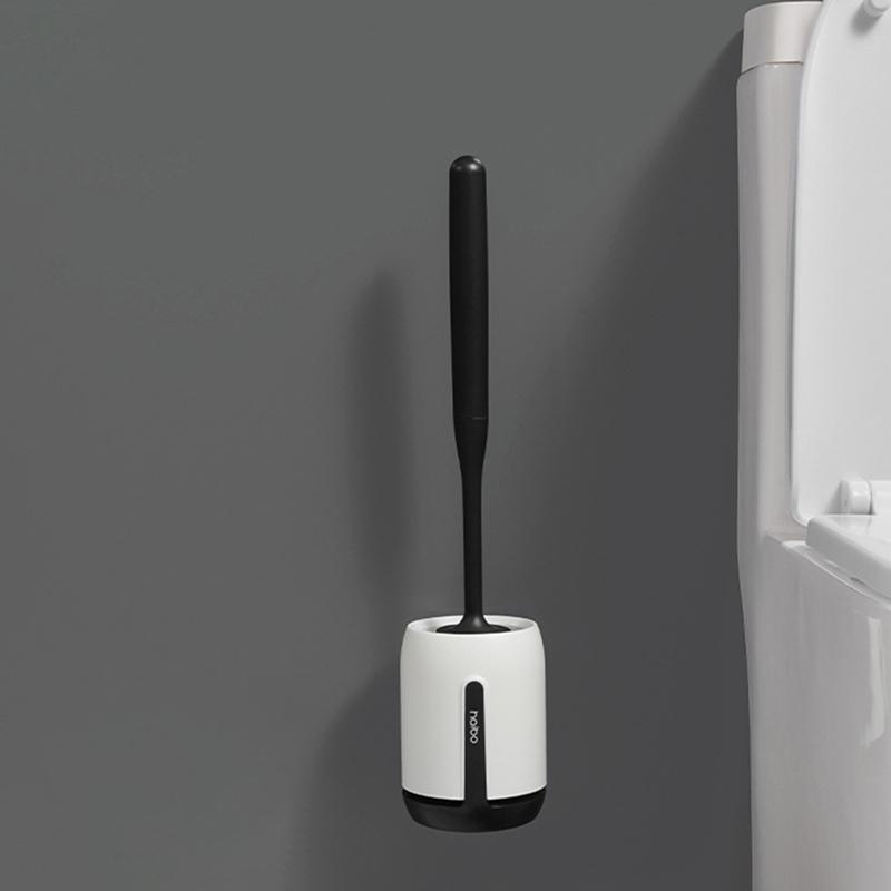 Bathroom Wall Mounted Toilet Brush Long Handle Corner Cleaning Brush Set 2