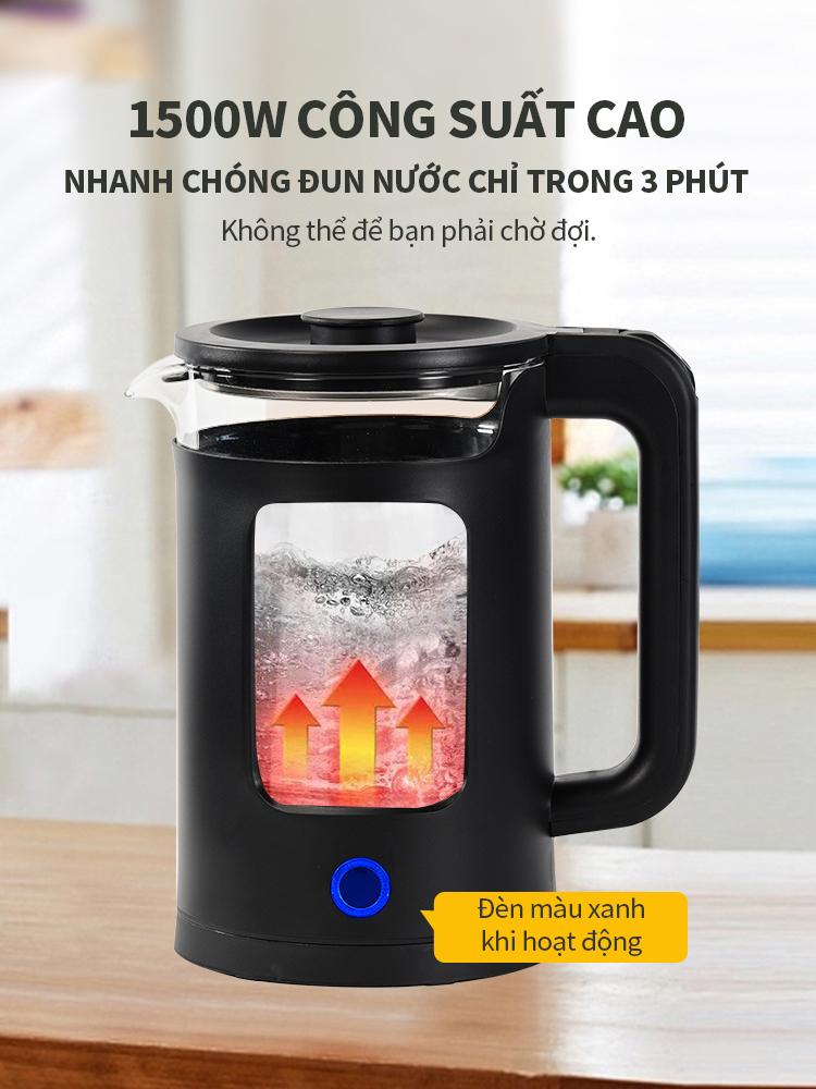 Product Introduction of Ấm siêu tốc AIODIY 2.0L thủy tinh trong suốt tích hợp lớp cách nhiệt bằng thép không gỉ tự động tắt nguồn tiết kiệm điện ấm  siêu Đun Nước Bình Đun Nước 9