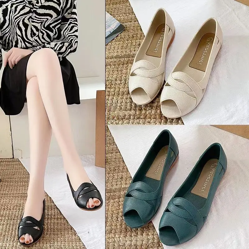 Dép Nữ, Hàng Mới Về Mùa Hè, Thoải Mái, Thời Trang, Hợp Xu hướng, Giày Đế Bằng, Đế Mềm, Thích Hợp Cho Mẹ, Giày Thường Ngày Shoes Giày Bệt