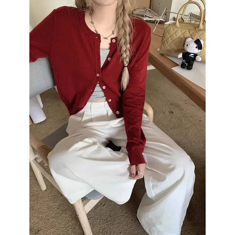 Sweet Korean Style Autumn New Casual Long Sleeved Women's Sweater Cardigan