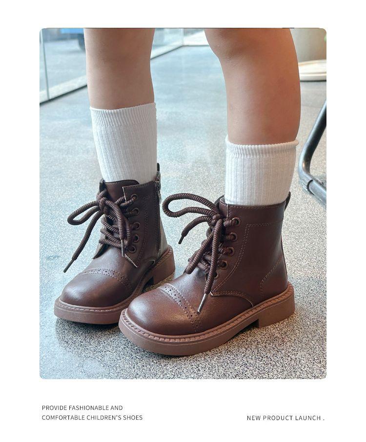 Product Introduction of Martin Boots for Girls Autumn and Winter New Children's Ankle Boots Fashion Girls' Leather Boots Western Style Student Casual Single Boots Middle and Big Children doc martens  shoes 11