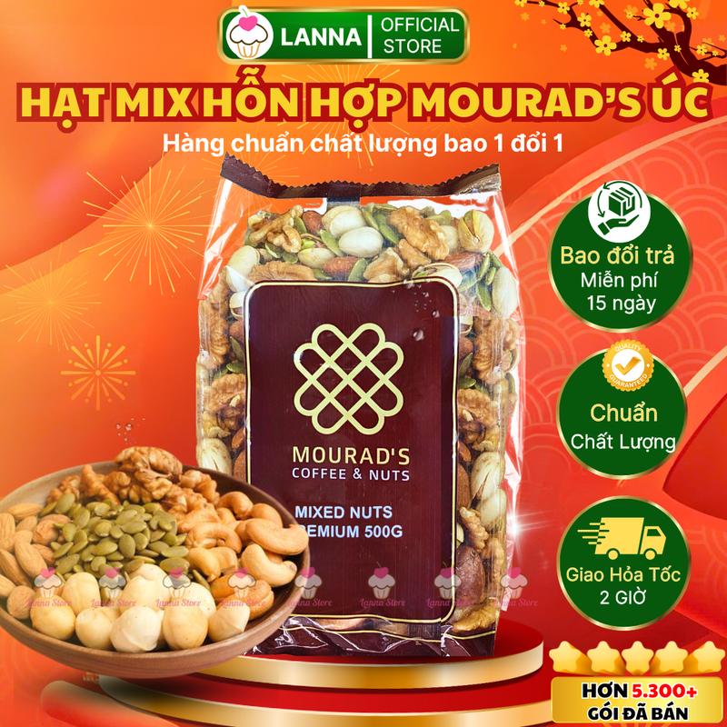 [HÀNG CHUẨN LOẠI NGON] Hạt hỗn hợp mixed 5 loại hạt óc chó hạt dẻ cười macca bí xanh hạnh nhân Mourad's 500gr Snack Food Ăn Vặt Nuts Bánh Kẹo Tết 2025