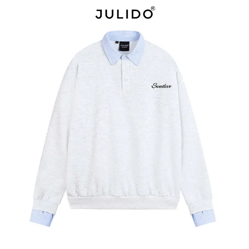 Áo sweater phối sơ mi dài tay JULIDO chất liệu vải nỉ hai da