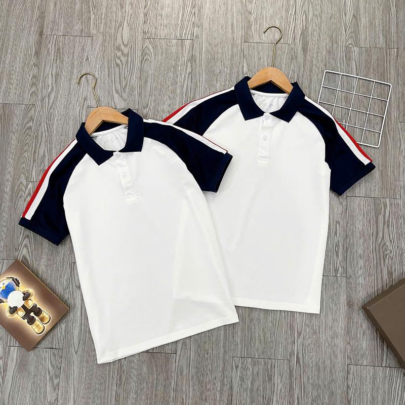 ÁO thun nam cổ trụ phối viền vai màu đỏ vải cotton mặt thoáng mát Menswear Top Polo Shirt
