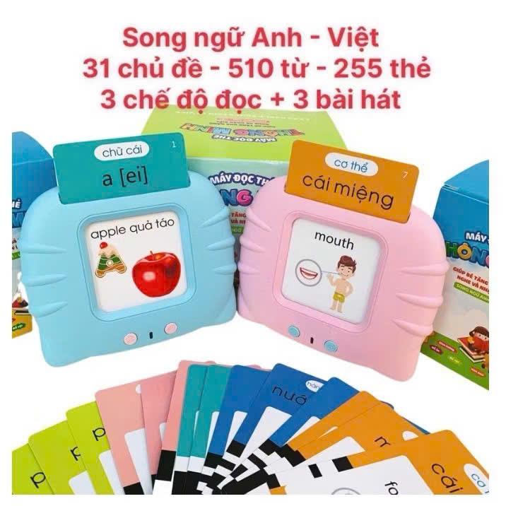 510 Từ Vựng Máy Đọc thẻ song ngữ Anh- Việt 3 chế Độ Đọc Máy Đọc Thẻ Flashcard cho bé