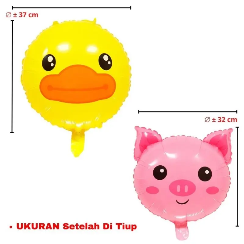 TSA (COD) Balon Foil Bulat Kepala Hewan 18Inch Balon Foil Jumbo Balon Pesta Ulang Tahun 18 Inch Balon Dekorasi Satuan Balloon Theme Birthday Cartoon Animal Head Foil Balloon Cartoon Plastic Multicoloured 2