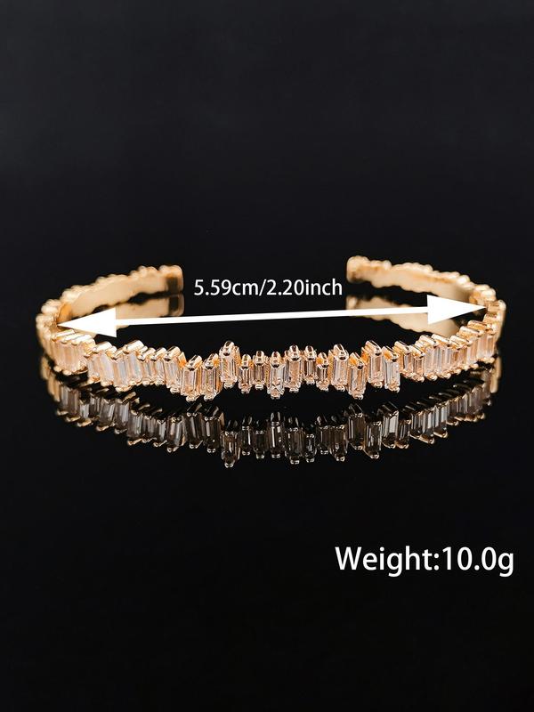 Luxury Elegant Style Cubic Artificial Zirconia Cuff Bangle, Zirconia Bangles Bracelets, Fashion Jewelry Accessories For Women As Gift 4