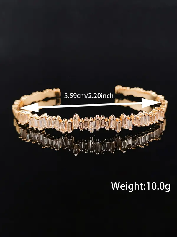 Luxury Elegant Style Cubic Artificial Zirconia Cuff Bangle, Zirconia Bangles Bracelets, Fashion Jewelry Accessories For Women As Gift 4