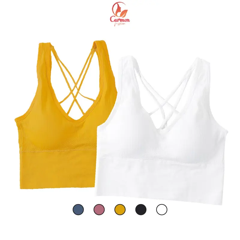 Tanktop Atasan Tali Silang Belakang Tanpa Kawat Olahraga Gym Cewek Kekinian CF  P265 0