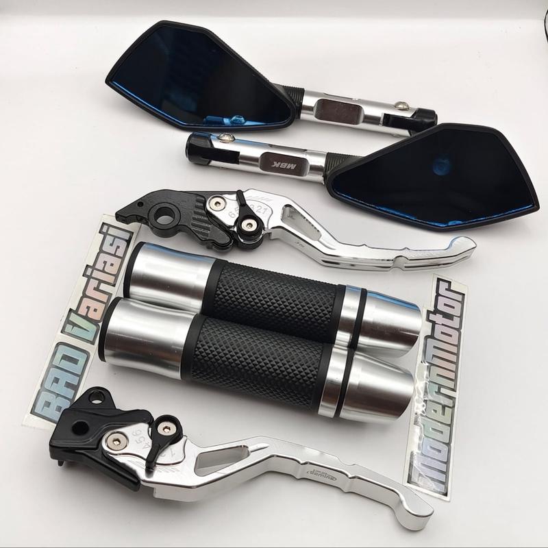 (PAKET MURAH 3in1) SPION Tomok v2 cnc + Handgrip Jalu miring CNC + Handle Rem stelan CNC Nmax PCX Aerox Vixion Beat Mio Vario Tiger Mx Lexi Vario150 R15 v3 Fu Mio j Rx king ADV Freego Beat/Vario 125 CBS - CBS iss 2