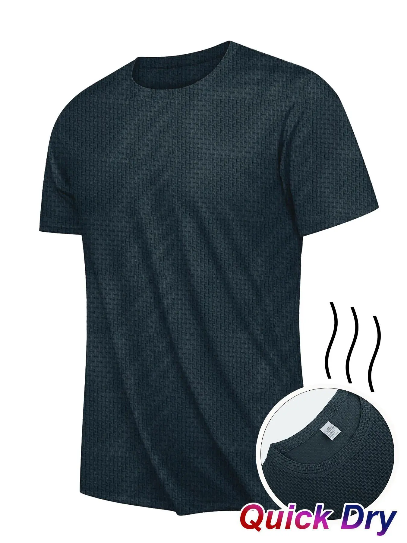 Men's Plain Breathable Sports Tee, Quick Drying Crew Neck Short Sleeve T-shirt, Casual Sporty Top for Gym Workout Running