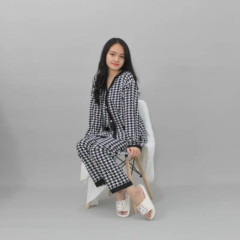 YX Clauria Powysuit Piyama  Bahan Satin Sutra Lengan Panjang Celana Panjang Baju Tidur Wanita Dewasa lembut Setelan 2