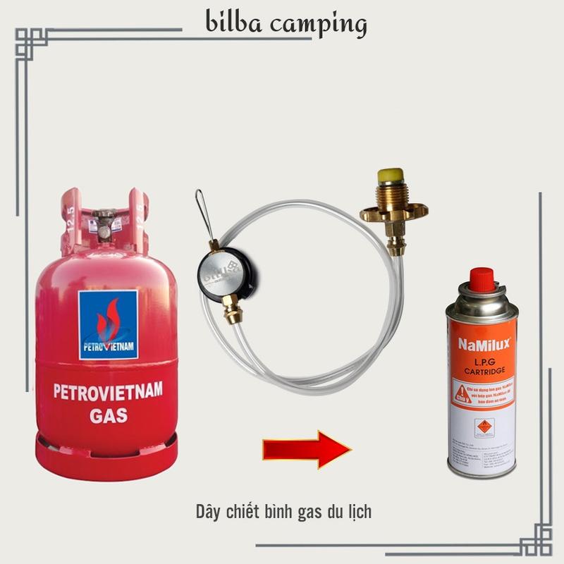 Billba Outdoors - Bộ van bơm chiết nạp bình gas mini du lịch dài, van chuyển đổi nạp khí gas cho bếp dã ngoại cắm trại