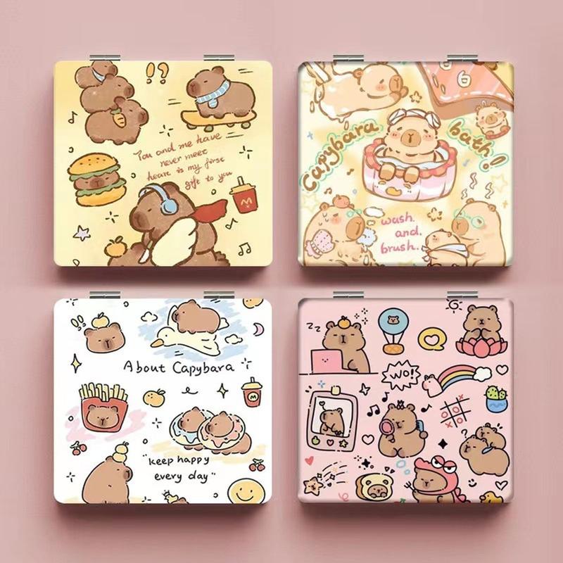 Gương Mini 2 Mặt Capybara cute, Gương Mini Cầm Tay Gương Trang Điểm Gấp Gọn Để Bàn Bỏ Túi Nhỏ