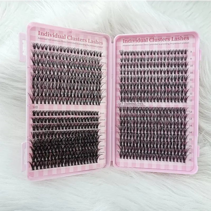 Individual False Eyelashes Kit, 640pcs Mixed Length & Styles Natural Look Eyelash Extensions with Tools, Self Grafting Curl Eyelashes, Eye Makeup Tool, Makeup, Lash Clusters Kit 2
