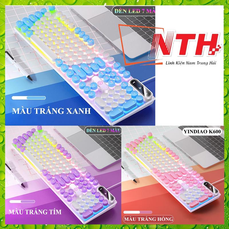 Bàn Phím YINDIAO K600 Giả Cơ Nút Tròn Nhiều Màu Sắc Và Có Đèn Led Xuyên Phím Chuyên Game